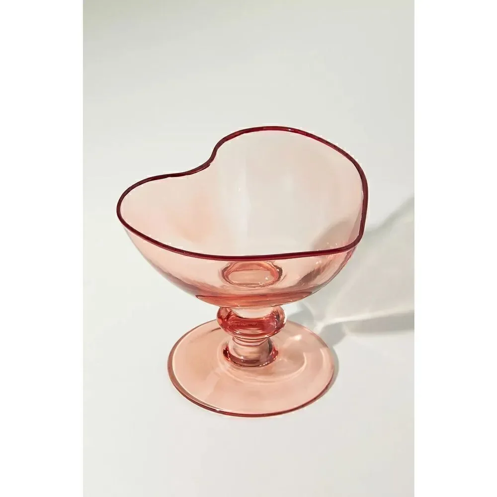 Anthropologie Valeria Coupe Glass Heart Valentines Lilac NEW